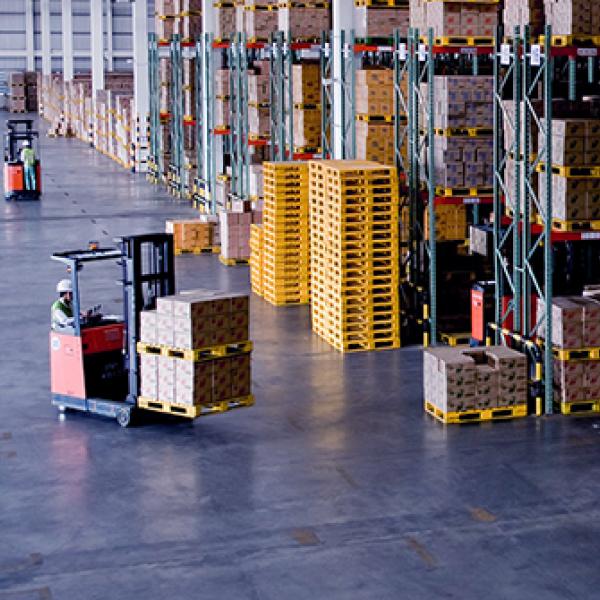 Warehouse with forklift truck