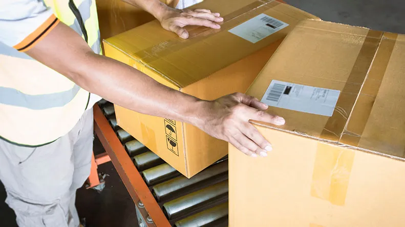 Boxes on conveyer
