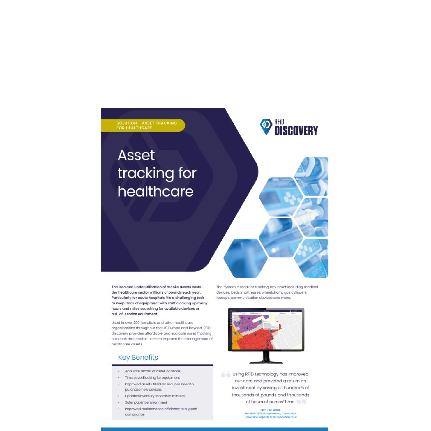 brochure about asset tracking for healthcare in english