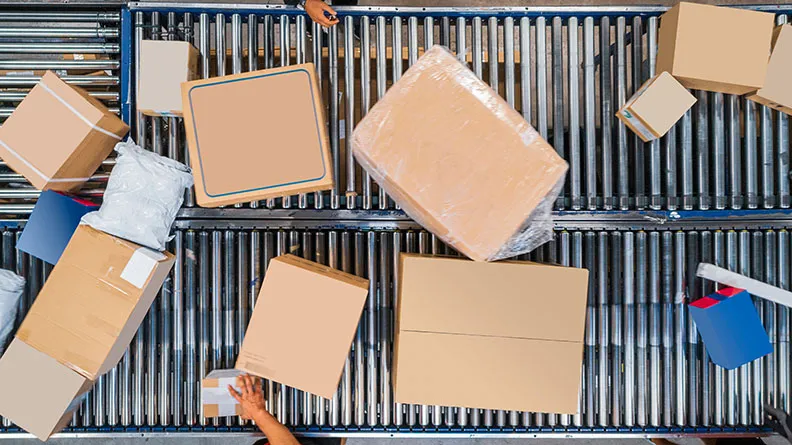 Boxes on conveyer